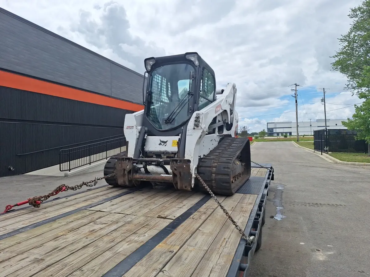 Bobcat track loader on the wood deck